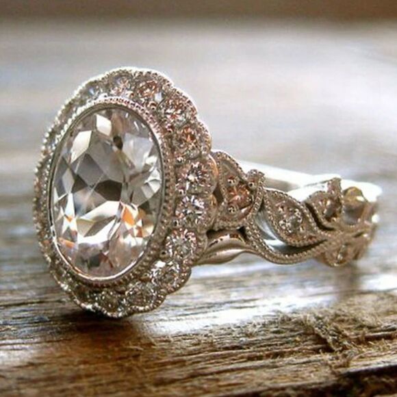 OVAL CUBIC ZIRCONIA RING - Picture 1 of 3